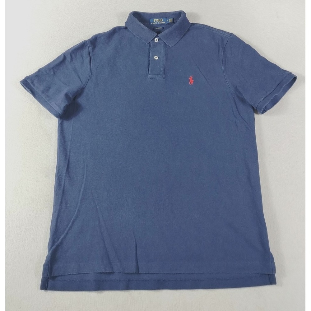 Polo Ralph Lauren Polo Shirt Mens Medium Blue Classic‎ Fit Pony Pique Cotton